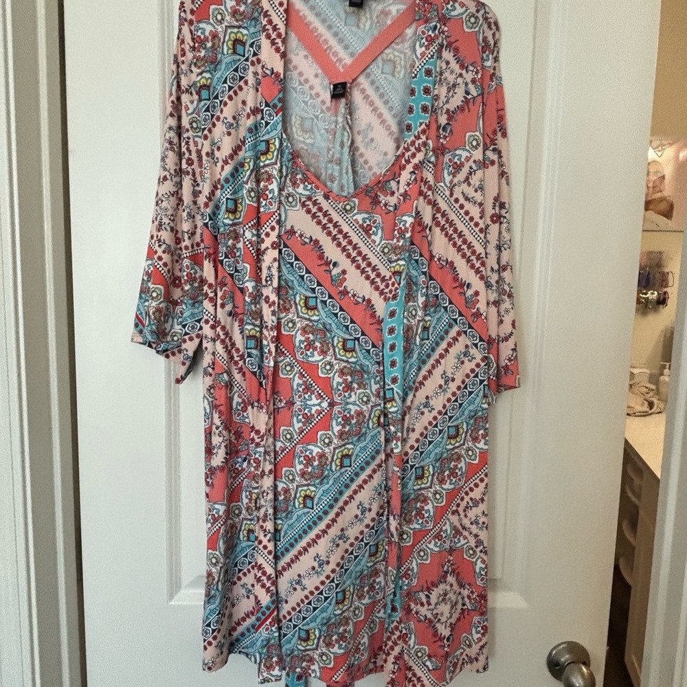 Colorful Patterned slip and robe  Set